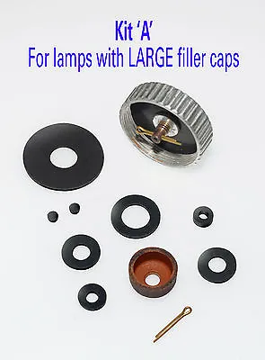 BIALADDIN/VAPALUX  SEALS SERVICE/SPARES KIT A;  For Large Filler Cap Lamps. • £6.60