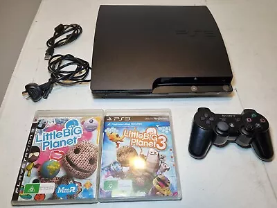 Playstation 3 PS3 Slim Console 320 GB W/Controller + 2 Games - No HDMI - Read • $85