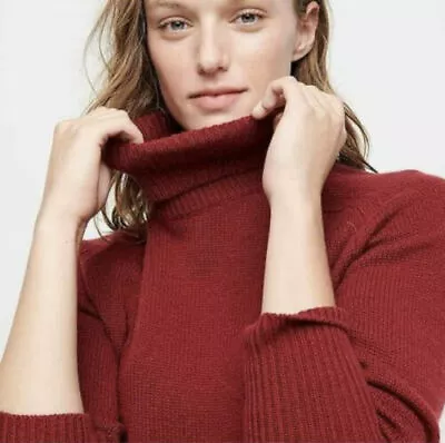 NWT J Crew Everyday Cashmere Boyfriend Turtleneck Sweater~ S~ Burgundy AD352 • $109.99