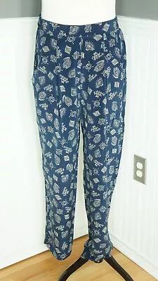 Amanda Smith Pants Womens Size 10 Pure Silk Blue Loose Leg  • $20.99