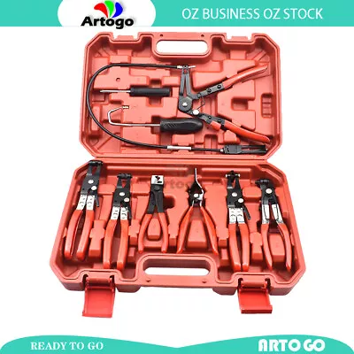 Hose Clamp Pliers Set Tool Kit Swivel Jaw Ring Mechanics With Carry Case 9 PCS • $69.85