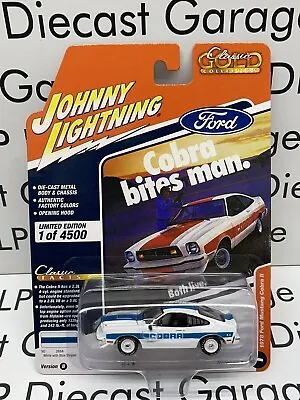 JOHNNY LIGHTNING 1978 Ford Mustang Cobra II White/ Blue 1:64 Diecast NEW Classic • $12.99