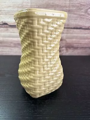 Longaberger Woven Reflections Butternut Vase 8.25” Basketweave Square Home Decor • $19.99