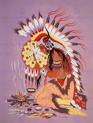 Painting Native American Indian Shaman Fire Feather Spirit Art Print Cc1274 • £11.99