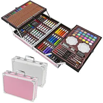 £24.99 • Buy 145 Piece Childrens Artist Aluminium Art Case Colouring Set Paints Pencils Felts