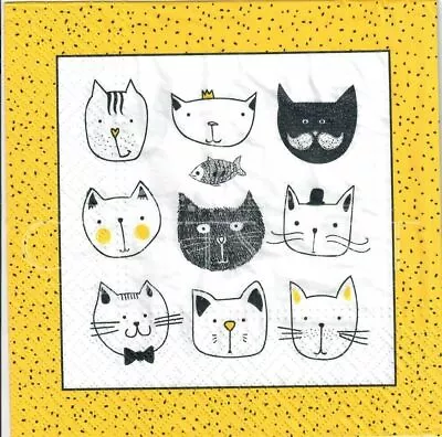 £2.85 • Buy Funny Cats. 4 X Paper Napkins. Decoupage, Crafting, Scrapbook
