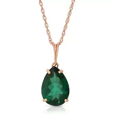14k. Solid Gold Necklace With Lab. Created Pear Shape Emerald • $775.20