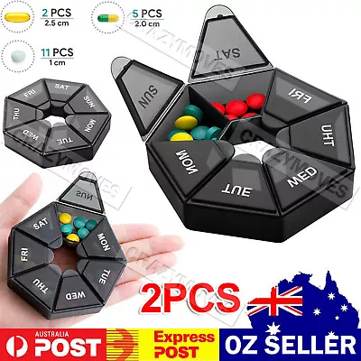 2pcs Organizer Dispenser 7Day Pill Box Medicine Storage Tablet Container Case  V • $7.03