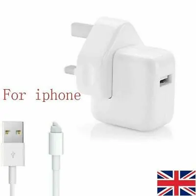 Apple 12W Charger Plug &  Cable For IPad IPhone UK • £7.16