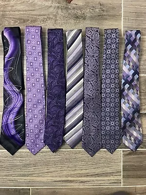 Lot Of 7 Men’s Purple Tie Silk And Polyester. Chaps VanHeusen K.S. Signature • $14.99