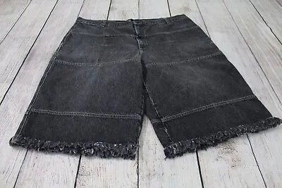 Vintage Marithe Francois Girbaud Mens Black Jean Bermuda Shorts Frayed Hem 44 • $31.99