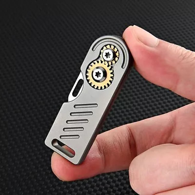 Mini Titanium Alloy D2 Blade Keychain Folding Knife Pocket Outdoor EDC Gear Tool • $20.09