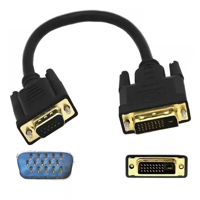 O33 DVI To VGA Cable 9 13/16in DVI 24+1 Male Male For PC DVD Monitor HDTV • $8.93