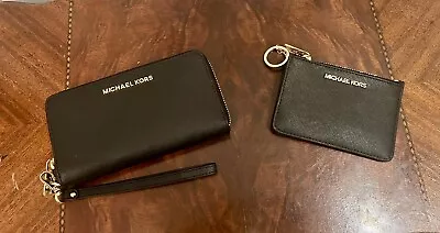 Michael Kors Jet Set Wallet And Coin Purse Black Leather Combo • $50