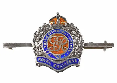 £12 • Buy World War Two Royal Engineers RE Silver & Enamel Sweetheart Badge Brooch