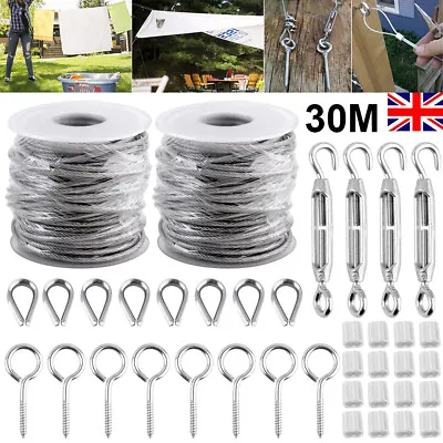 £12.99 • Buy 30M Cable Railing Garden Wire Kit Heavy Duty Stainless Steel Suspension Kit UK