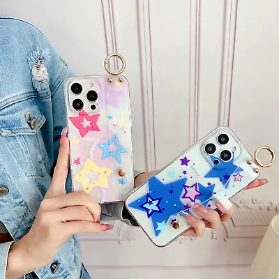 For IPhone Samsung Cute Hot Stars Wrist Strap Holder Stand Phone Case Cover Back • £2.39