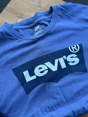 Levi's T-Shirt Short Sleeve Batwing Logo Cotton Crewneck Medium Men’s M Blue • £12