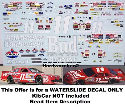 Nascar Decal #11 Budweiser 1992-1994 Ford Thunderbird Bill Elliott- 1/24 • $20