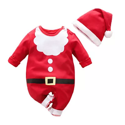 Baby Boys Girls Christmas Santa Claus Outfit Suit Hat Romper Pants Set Jumpuit • £15.82