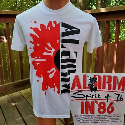 Rare The Alarm Tour 86s Double Side Short Sleeve White T-Shirt • $9.95