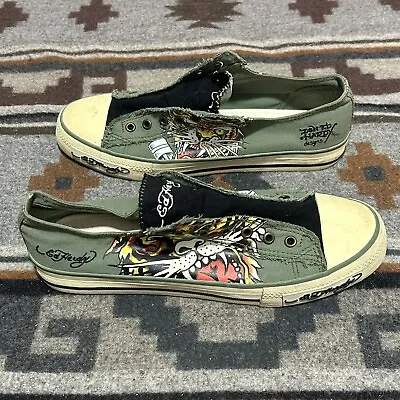 Ed Hardy Green Tiger Low Top Sneakers Shoes Men’s Size 11 US Graphic E2 • $71.95