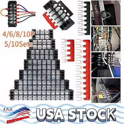 Dual Row 600V 15A Screw Terminal Block Terminal Barrier Strip  4/6/8/10 Position • $12.25