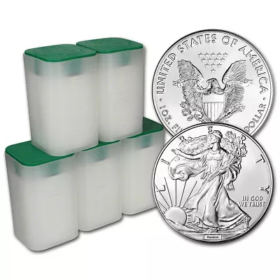 Random Date American Silver Eagle 1 Oz $1 - 5 Rolls 100 BU Coins In 5 Mint Tubes • $3298.98