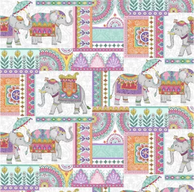 Fat Quarter Michael Miller Elephant Cavalcade Patchwork Floral Cotton Fabric • £4.60