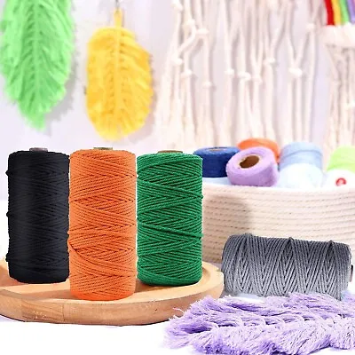 Macrame Cord 100m X 3mm Natural Cotton Rope Cord Craft Braided Homemade Gifts UK • £7.99