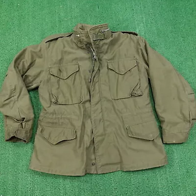 Vintage Og-107 Coat Man's Field W/ Hood M-65 Military Jacket Size Medium Short • $88.99