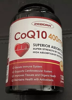 ZEBORA CoQ10-400mg-Softgels With PQQ BioPerine  120 Softgels Exp. 3/26 • $19.99