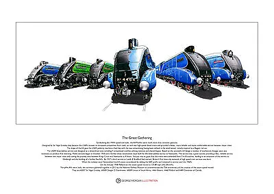 Six LNER A4 Pacific Locomotives - Ltd Edition Fine Art Print A3 Size • £18.50