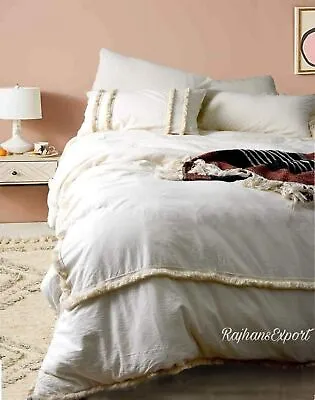 Cotton Fringes Tassels Duvet Cover Boho Bedding Queen Size Duvet Cover King Size • £98.56