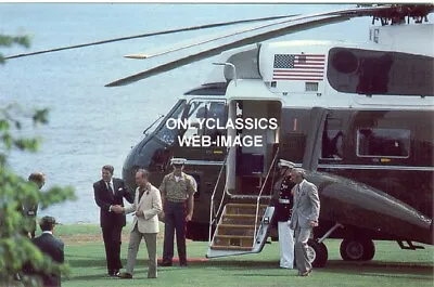 1981 President Ronald Reagan Pm Trudeau Marine One Helicopter 4x6 Photo Aviation • $7.99
