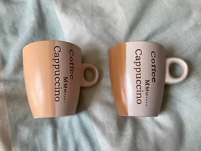 Set Of 2 Cappuccino Mugs Cups Small Brown Coffee Cute Tea • £14.99