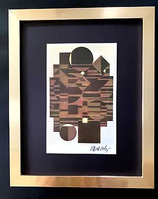 VICTOR VASARELY  PRINT FROM 1970 + SIGNED GEOMETRIC ABSTRACT +NEW FRAME 14x11in. • $149