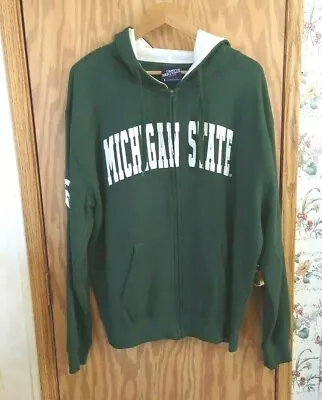 CAMPUS HERITAGE Michigan State Spartans Zip Front Hoodie Jacket Polyester Sz L • $20