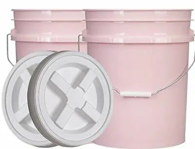 5 Gallon Food Grade BPA Free Pink Buckets With Screw On Lids (Pack Of 2) • $47.97