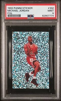 1992 Panini Sticker Foil #102 Michael Jordan Chicago Bulls HOF PSA 9 MINT • $400