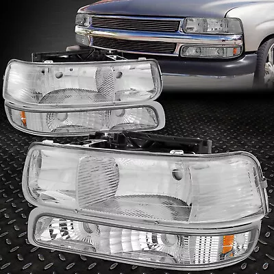 For 99-06 Chevy Silverado Suburban Tahoe Chrome Headlight W/ Bumper Signal Lamps • $48.88