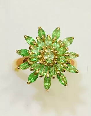 14k Solid Yellow Gold Shaped Star Ring With Natural Marquis Peridot 3.00GM8.5Siz • $235.89