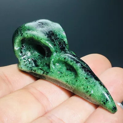 2.5  Natural Crystal.RUBY ZOISITE .Hand-carved. Exquisite Crow Skull.healing A29 • $5.50