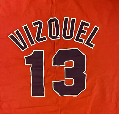 CLEVELAND INDIANS “OMAR VIZQUEL” #13 T-Shirt Jersey XL 1996 MLB Official Gear • $14.99