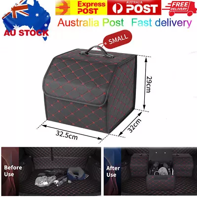 Folding Car Boot Tidy Storage Box Trunk Organiser Black PU Leather Case Small AU • $24.89