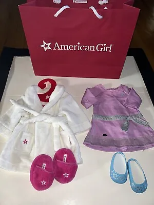 American Girl Doll Spa Bath Robe & Slippers Hotel Set & Knit Dress With Flats • $35