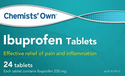 $12.95 • Buy Chemists Own Ibuprofen 200mg New Formulation For Pain & Inflammation 24 Tablets