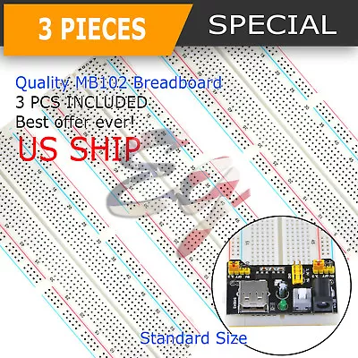 3X MB-102 830 Point Prototype PCB Solderless Breadboard Protoboard US • $9.95