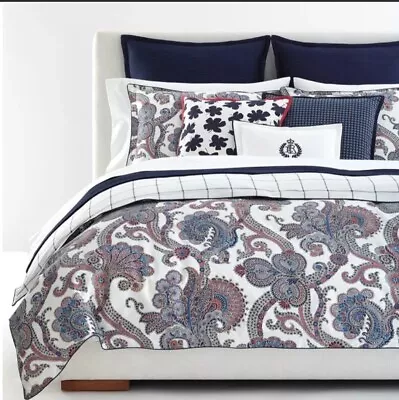 Ralph Lauren Carter Jacobean Paisley Cotton Reversible King Duvet Cover Sham Set • £144.56