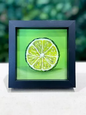 Lime  Oil Painting- Realism Original Deep FRAMED Citrus Fruit Art Deco Sale • £65